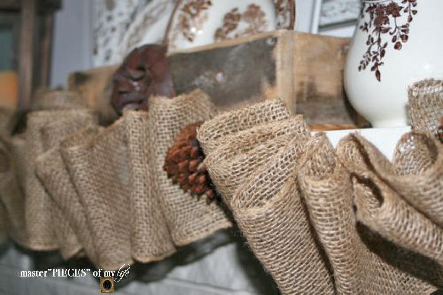 Burlap pine cone garland DIY