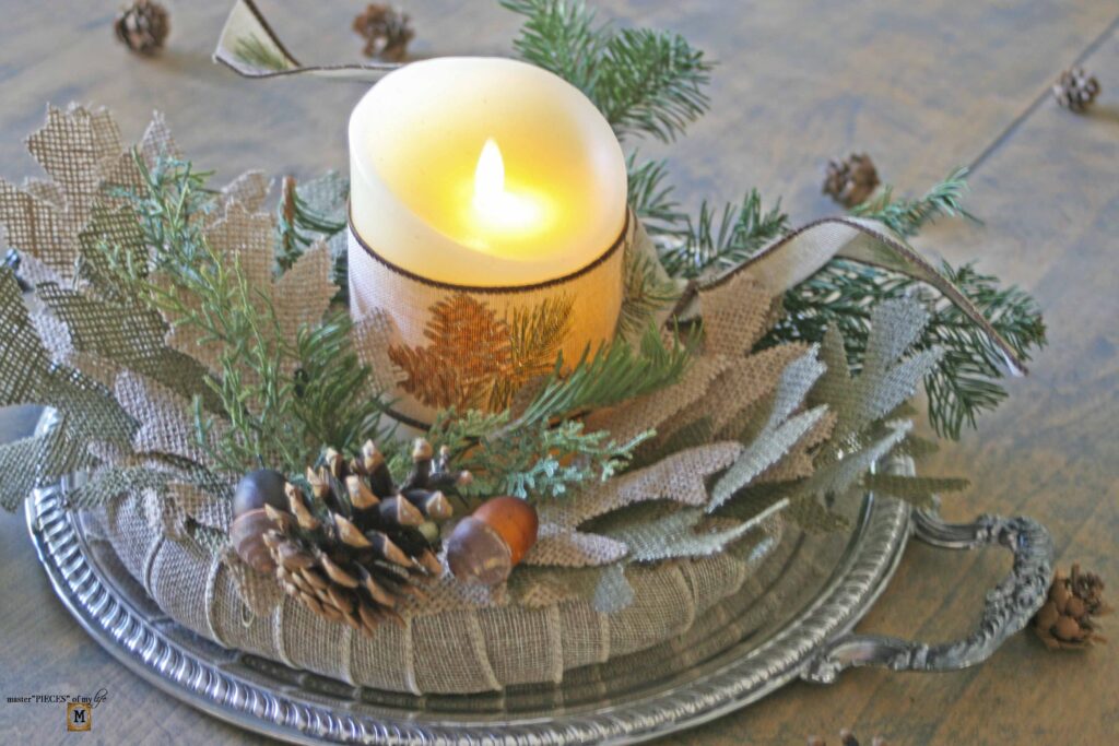 Burlap candle ring