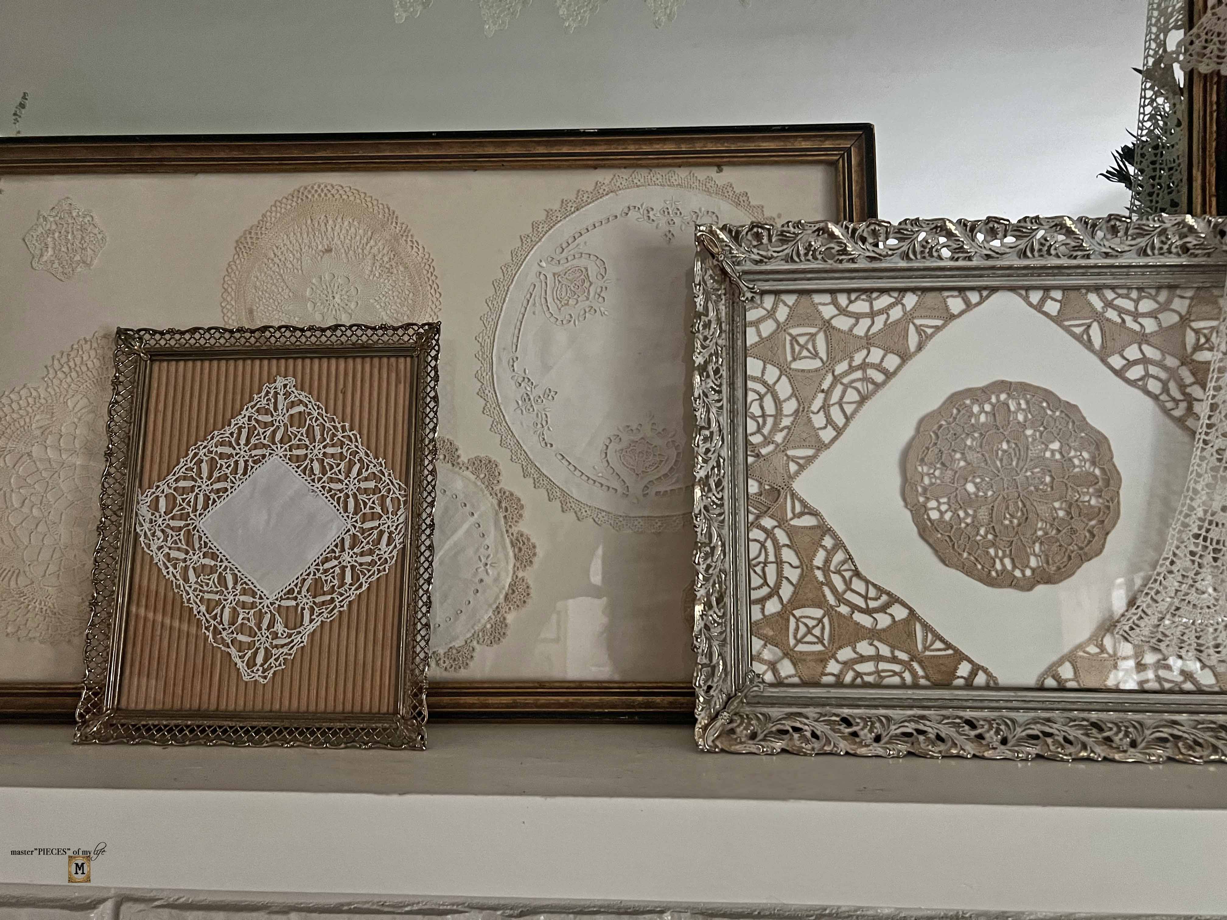 framed doily art work DIY