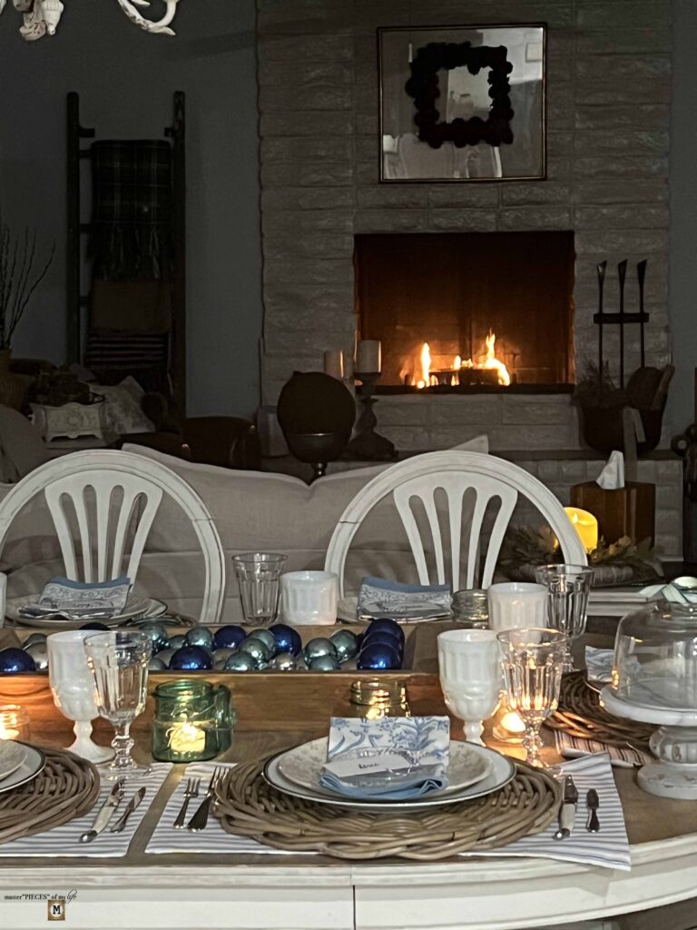 winter blues table styling