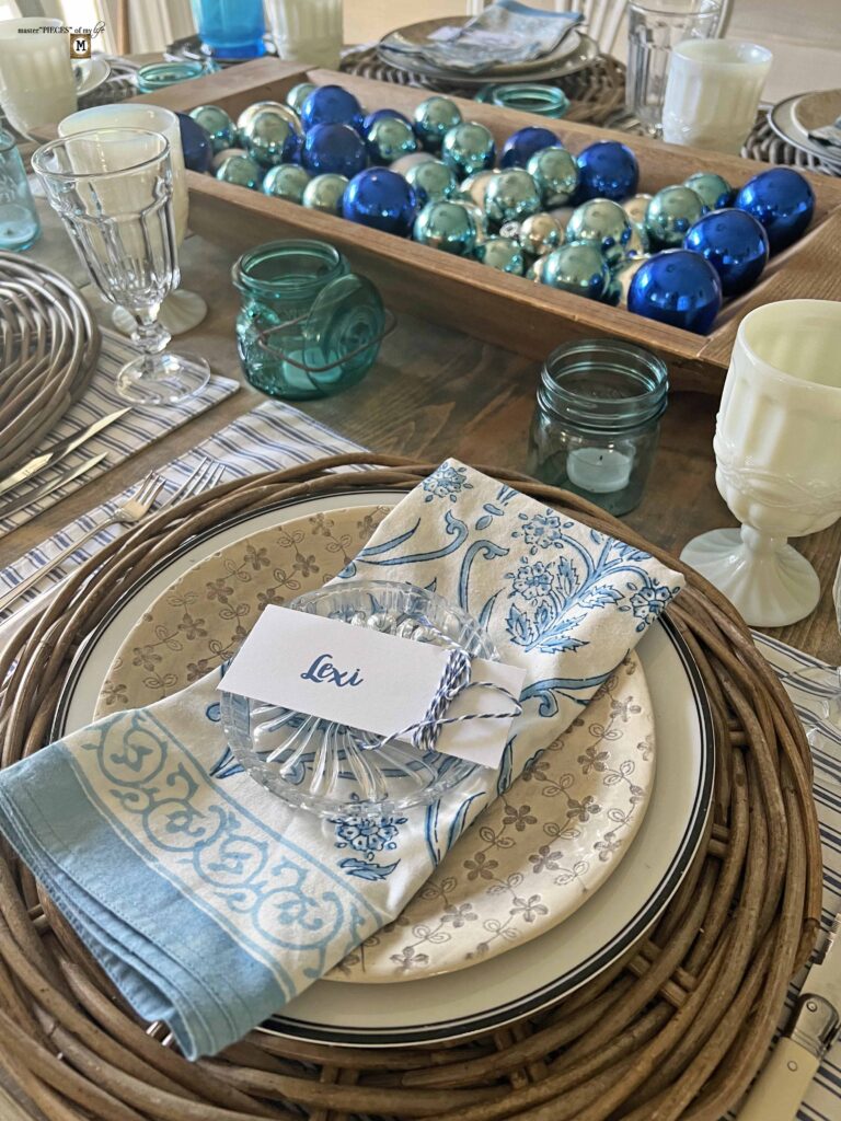 winter blues table styling