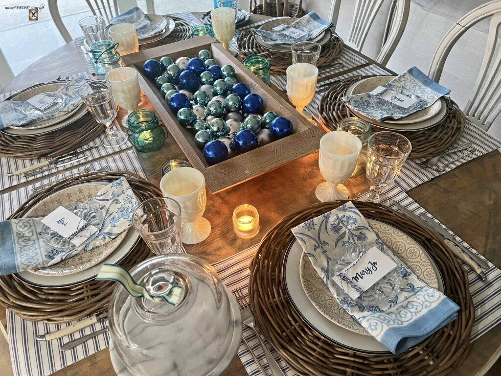 winter blues table styling
