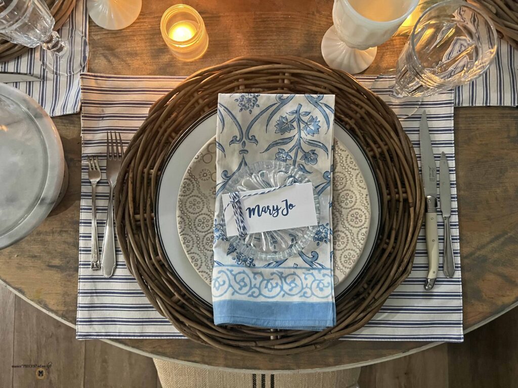 winter blues table styling
