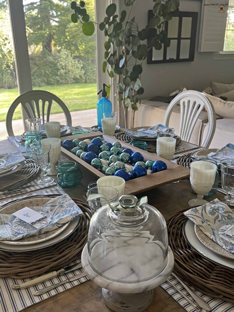 winter blues table styling