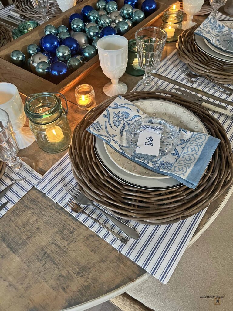 winter blues table styling