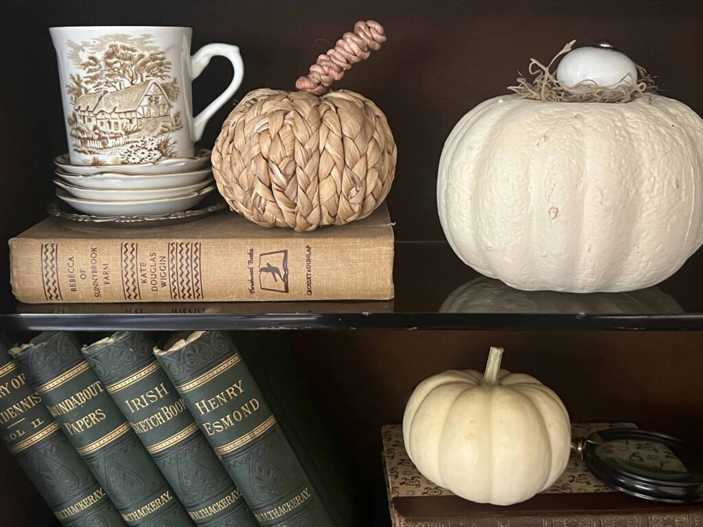 antique secretary with pumpkins