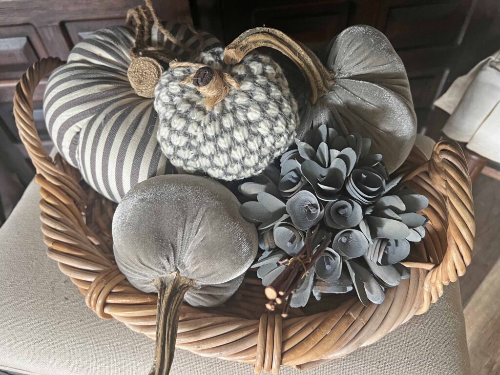 antique secretary with pumpkins