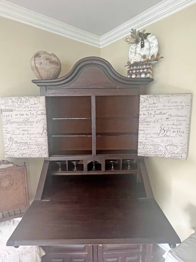 antique secretary with pumpkins