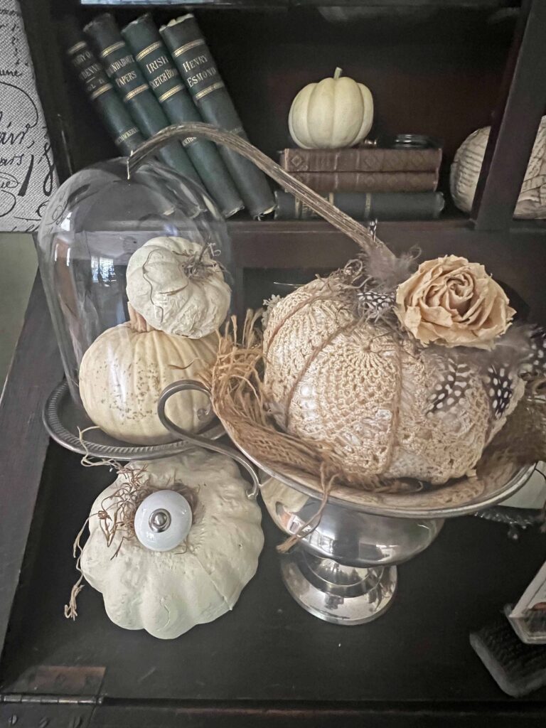 antique secretary with pumpkins