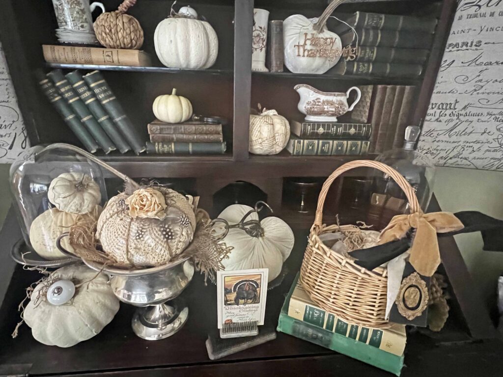 antique secretary with pumpkins