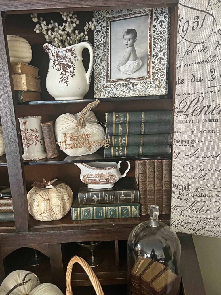 antique secretary with pumpkins