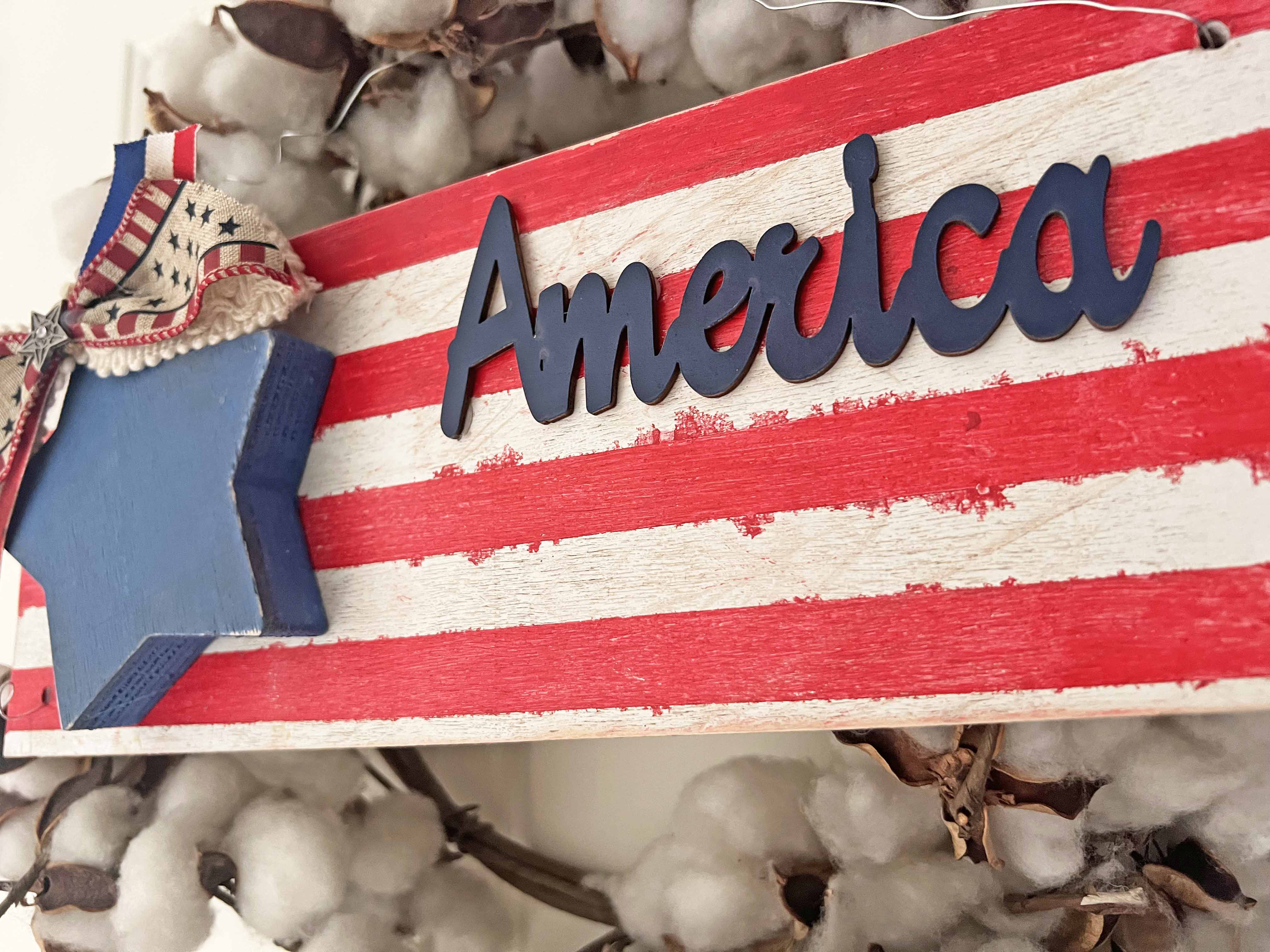 DIY America Grunge Sign from Dollar Tree Wooden Pieces